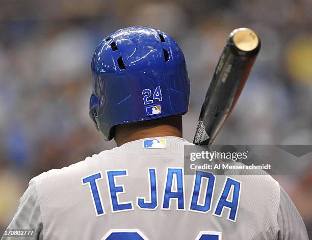 Infielder Miguel Tejada of the Kansas City Royals sets to bat against the Tampa Bay Rays June 13, 2013 at Tropicana Field in St. Petersburg, Florida....