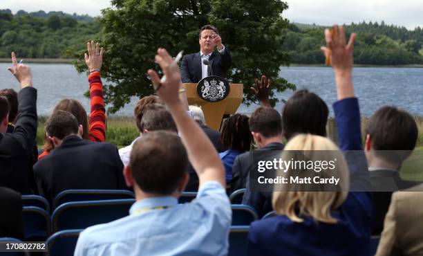 Britain's Prime Minister David Cameron, answers questions at a concluding press conference at the G8 venue of Lough Erne on June 18, 2013 in...