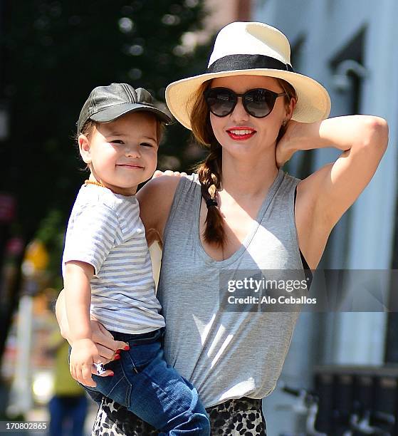 Miranda Kerr and Flynn Christopher Bloom are sighted on June 18, 2013 in New York City.