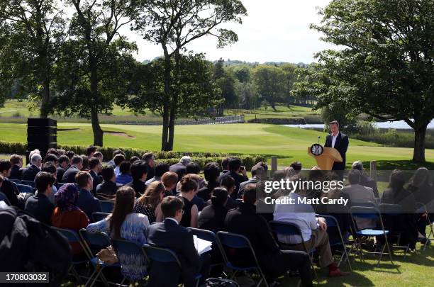 Britain's Prime Minister David Cameron, answers questions from the media at a concluding press conference at the G8 venue of Lough Erne on June 18,...