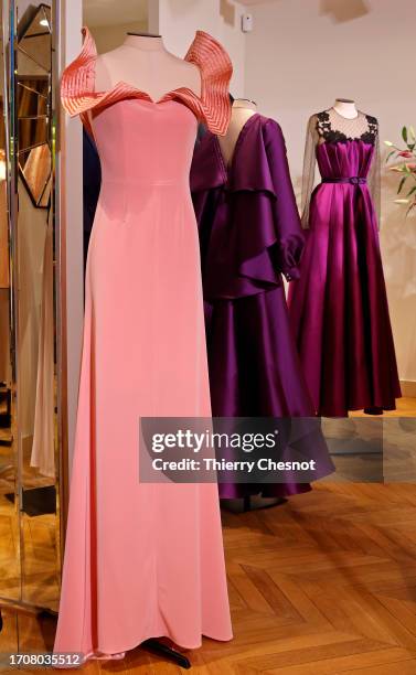 Creation by French fashion designer, Alexis Mabille is displayed during the Alexis Mabille Womenswear Spring/Summer 2024 presentation as part of...