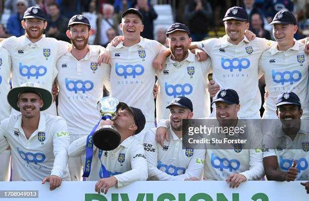 Durham captain Scott Borthwick and team mates celebrate the Second Division Title after the final day of the LV= Insurance County Championship...