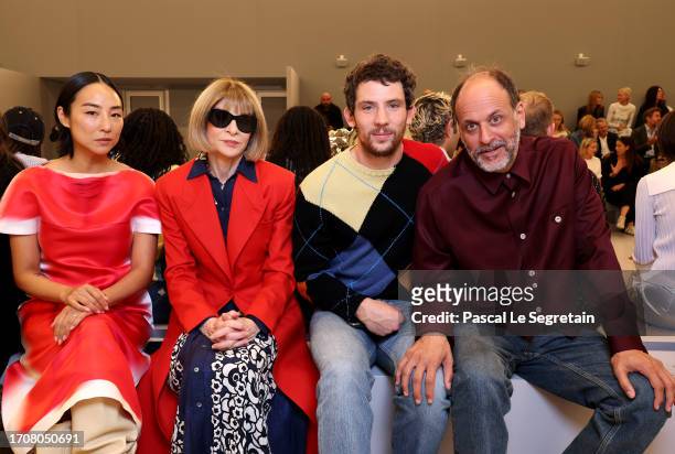 Greta Lee, Anna Wintour, Josh O'Connor and Luca Guadagnino attend the Loewe Womenswear Spring/Summer 2024 show as part of Paris Fashion Week on...
