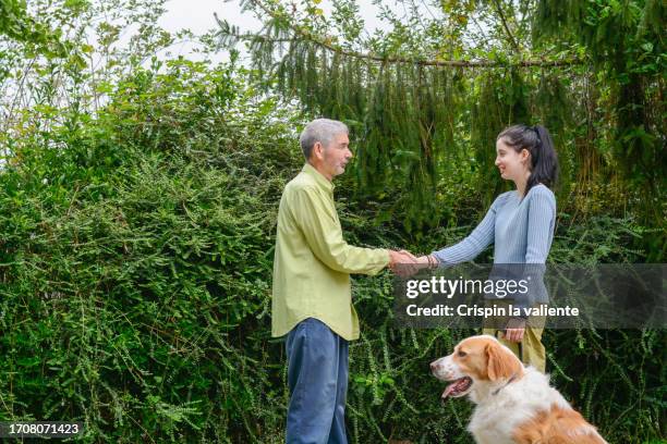 living with pets - and greeting neighbors in the morning - animal waving stock pictures, royalty-free photos & images