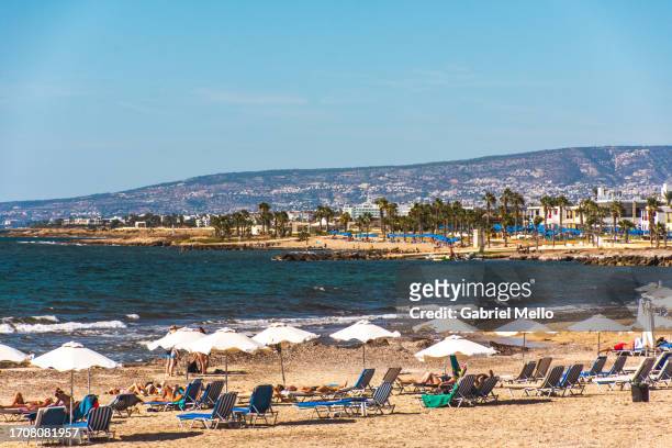 lighthouse beach in paphos - republic of cyprus stock pictures, royalty-free photos & images
