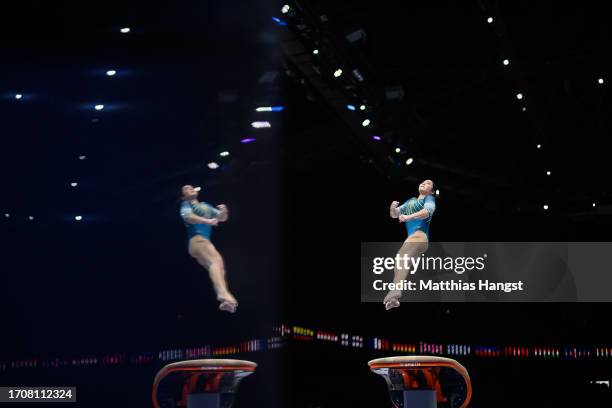 Georgia Godwin of Team Australia practices on Vault during the 2023 FIG Artistic Gymnastics World Championships Training Session at the Antwerp...