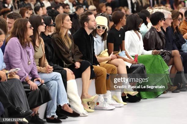 Derek Blasberg, Emma Chamberlain, Liya Kebede, Ziwe, Kris Jenner, Sidney Toledano and guests sit front row during the Loewe Womenswear Spring/Summer...