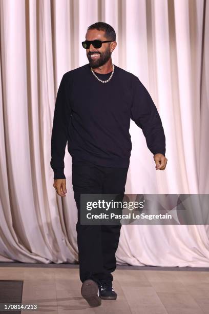 Designer Giambattista Valli walks the runway during the Giambattista Valli Womenswear Spring/Summer 2024 show as part of Paris Fashion Week on...