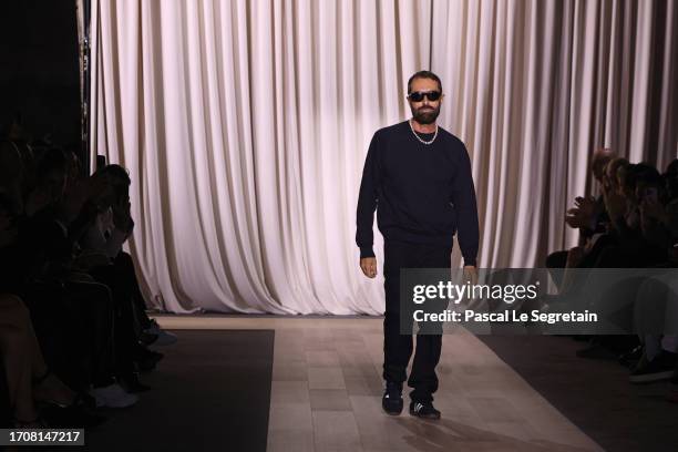 Designer Giambattista Valli walks the runway during the Giambattista Valli Womenswear Spring/Summer 2024 show as part of Paris Fashion Week on...