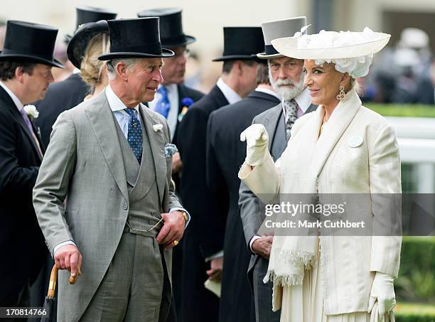 Prince Charles, Prince of Wales with Prince Michael of Kent and Princess Michael of Kent on Day 1 of Royal Ascot at Ascot Racecourse on June 18, 2013...