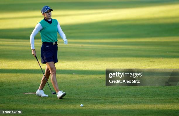 Azahara Munoz of Spain walks on the second hole during the first round of the Walmart NW Arkansas Championship presented by P&G at Pinnacle Country...