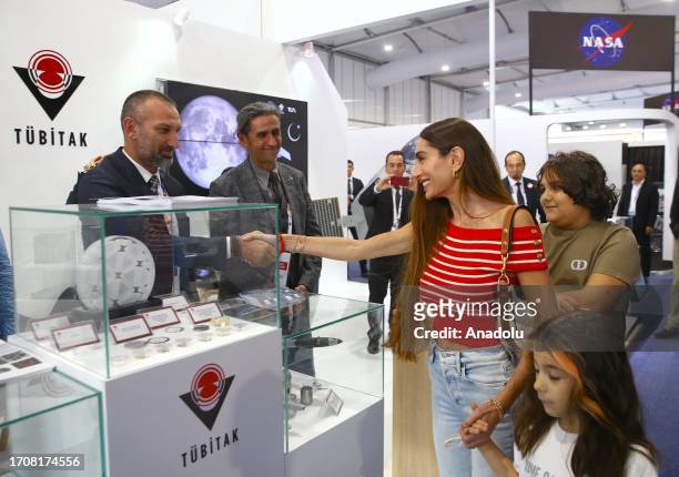 Arzu Aliyeva , daughter of Azerbaijani President Ilham Aliyev, visits TUBITAK stand as she attends the 74th International Space Congress organized by...