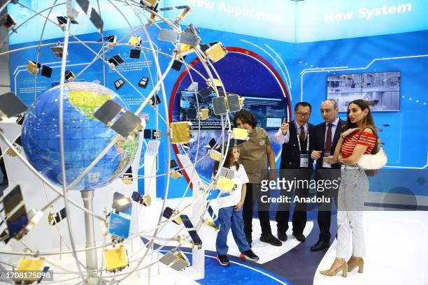 Arzu Aliyeva , daughter of Azerbaijani President Ilham Aliyev, visits attends the 74th International Space Congress organized by the International...