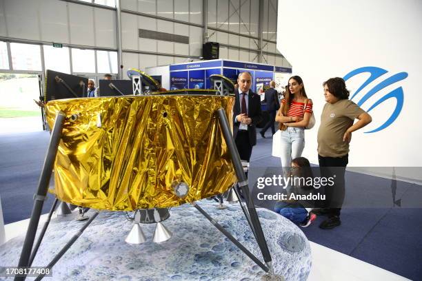 Arzu Aliyeva , daughter of Azerbaijani President Ilham Aliyev, visits the 74th International Space Congress organized by the International...