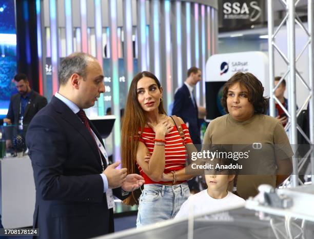 Arzu Aliyeva , daughter of Azerbaijani President Ilham Aliyev, visits the 74th International Space Congress organized by the International...