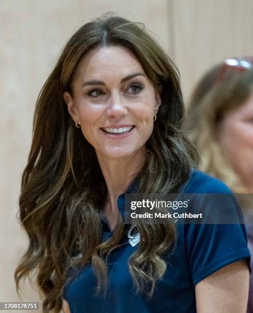 Catherine, Princess of Wales during a Rugby League Inclusivity Day at Allam Sports Centre on October 5, 2023 in Hull, England. The Princess of Wales...