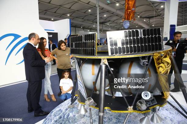 Arzu Aliyeva , daughter of Azerbaijani President Ilham Aliyev, visits the 74th International Space Congress organized by the International...