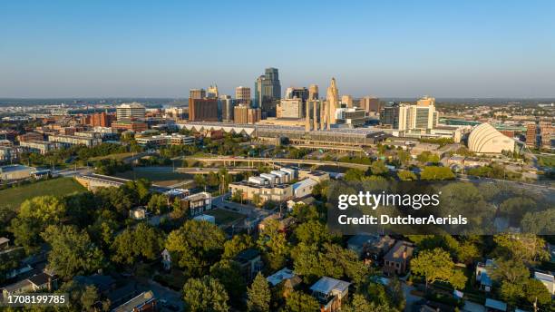 downtown kansas city aerial view - kansas city kansas stock pictures, royalty-free photos & images