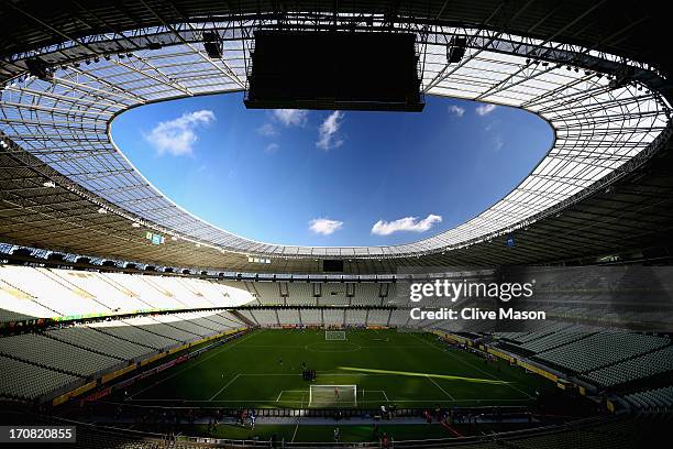 General views of the Fortaleza Stadium during Brazil training at Castelao on June 18, 2013 in Fortaleza, Brazil.