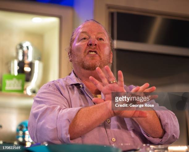 Celebrity chef Mario Batali conducts a lively cooking demonstration on June 14 in Aspen, Colorado. The 31st Annual Food & Wine Classic brings...