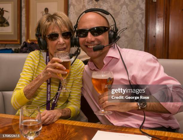 The Little Nell's Sabato Sagaria tastes beer with Denver radio talkshow host Pat Miller during the Aspen Food & Wine Classic on June 14 in Aspen,...