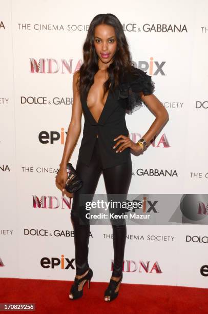 Quiana Grant attends the Dolce & Gabbana and The Cinema Society screening of the Epix World premiere of "Madonna: The MDNA Tour" at The Paris Theatre...