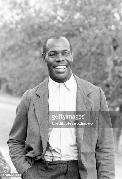 Portrait of American actor Danny Glover on the set of 'Places in the Heart' , Texas, 1984.