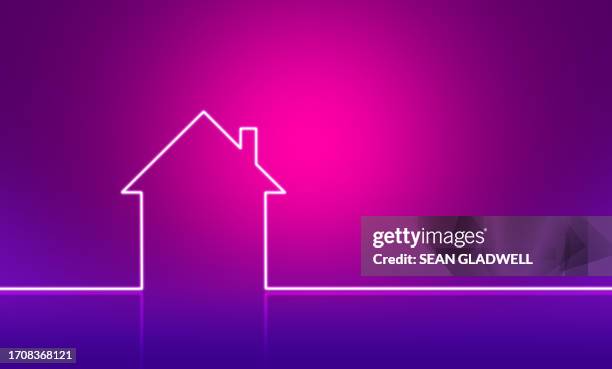 outline of house - house line art stock pictures, royalty-free photos & images