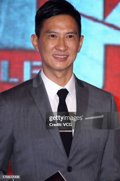 Actor Nick Cheung attends 'Unbeatable' press conference during the 16th Shanghai International Film Festival at Crown Plaza Hotel on June 18, 2013 in...