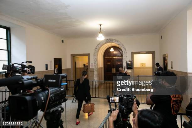 Alina Habba, attorney for former President Donald Trump, enters a courtroom at New York State Supreme Court in New York, US, on Thursday, Oct. 5,...