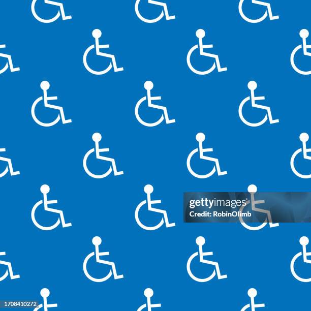 illustrations, cliparts, dessins animés et icônes de symbole de fauteuil roulant handicapé motif sans couture - picto handicap