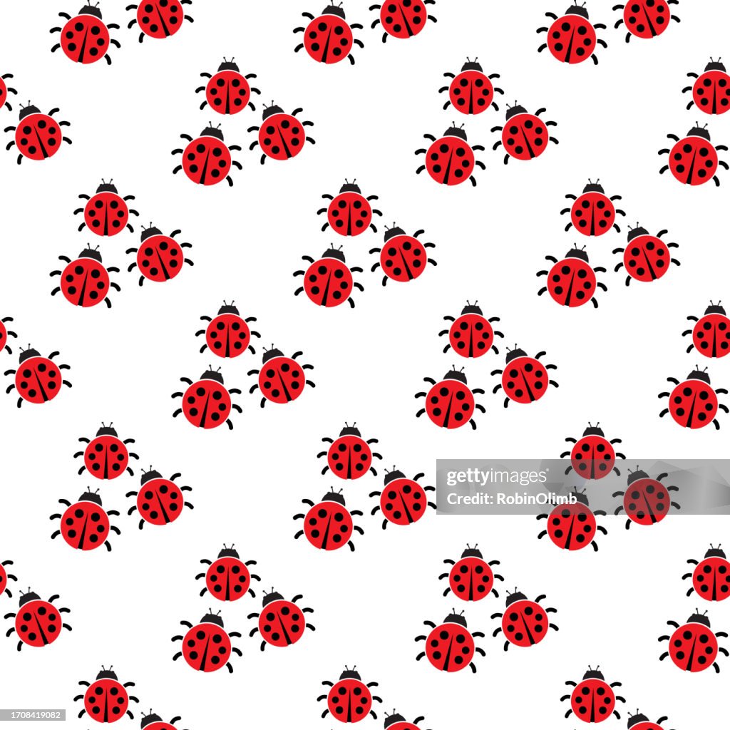 Cute Red Ladybugs Seamless Pattern