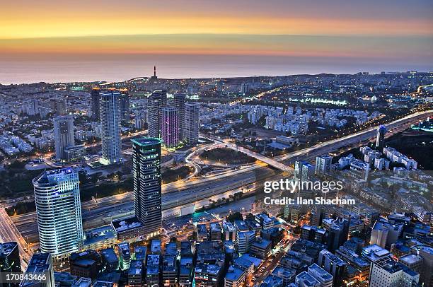 multilayered dusk at tel aviv - tel aviv stock pictures, royalty-free photos & images