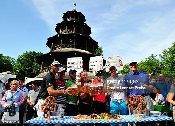 Dustin Johnson of the USA, Matteo Manassero of Italy, Maximilian Kieffer of Germany, Miguel Angel Jimenez of Spain, Sergio Garcia of Spain, Marcel...