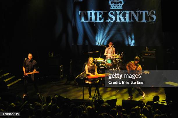 Joshua Waters, Marcia Richards, Jamie Kyriakides and Jonathan Doyle of The Skints perform on stage at KOKO on May 22, 2013 in London, England.