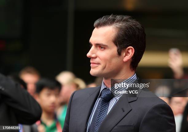 Actor Henry Cavill attends 'Man of Steel' premiere during the 16th Shanghai International Film Festival at Shanghai Xintiandi on June 19, 2013 in...