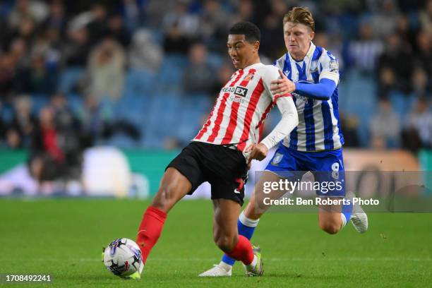 Jobe Bellingham of Sunderland in action during the Sky Bet Championship match between Sheffield Wednesday and Sunderland at Hillsborough on September...