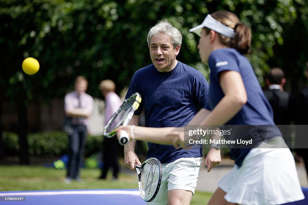 David Cameron Meets School Children For A Game Of Tennis