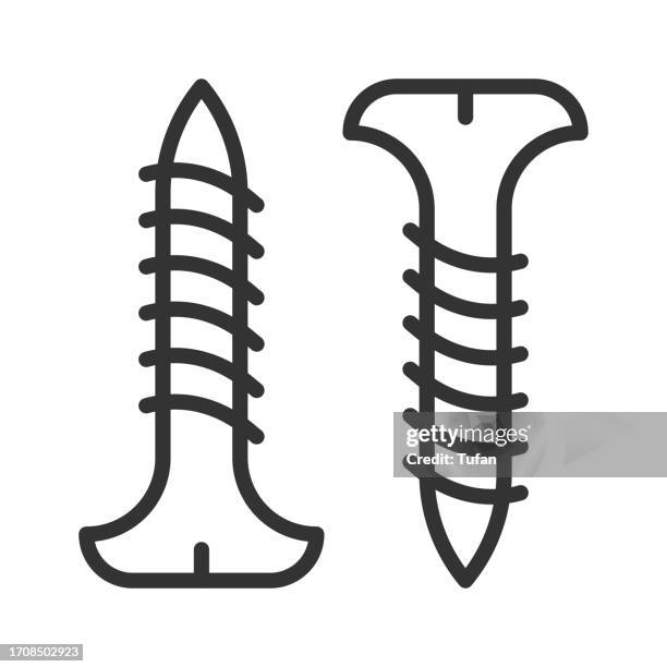 ilustrações, clipart, desenhos animados e ícones de ícone de parafuso e prego - fixadores, montagem, símbolo de hardware, ferramenta de construção - nut fastener