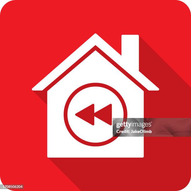 house rewind icon silhouette - time machine stock illustrations