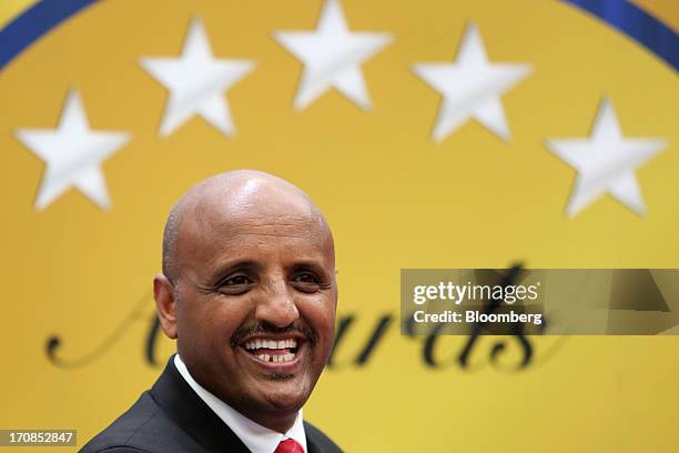 Tewolde GebreMariam, chief executive officer of Ethiopian Airlines Enterprise, attends an awards ceremony on the second day of the Paris Air Show in...