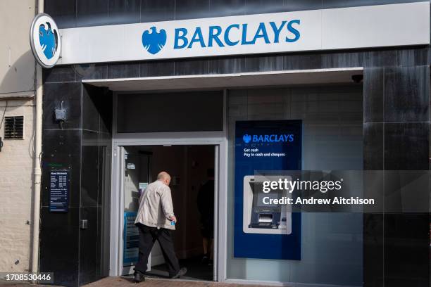 Barclays Bank branch on the 5th of October 2023 in Ashford, United Kingdom. Barclays Bank is a British multinational banking and financial services...