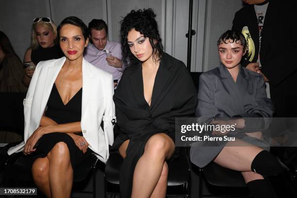 Farida Khelfa, Charli XCX and Maisie Williams attends the Coperni Womenswear Spring/Summer 2024 show as part of Paris Fashion Week on September 29,...