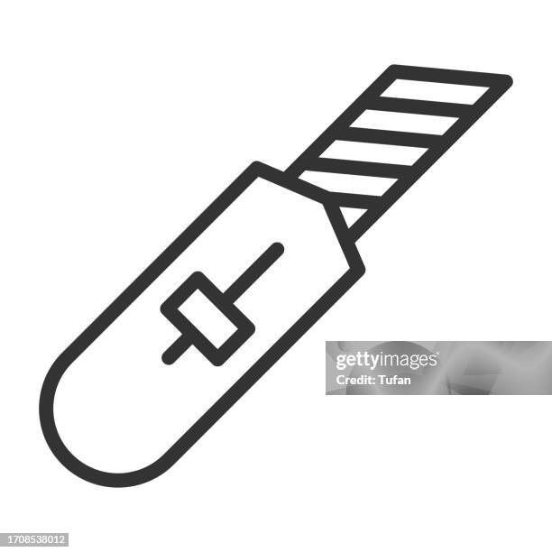 box cutter icon - versatile cutting tool for packaging - utility knife stock illustrations