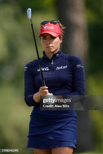 Gaby Lopez of Mexico prepares to play her shot from the third tee during the first round of the Walmart NW Arkansas Championship presented by P&G at...