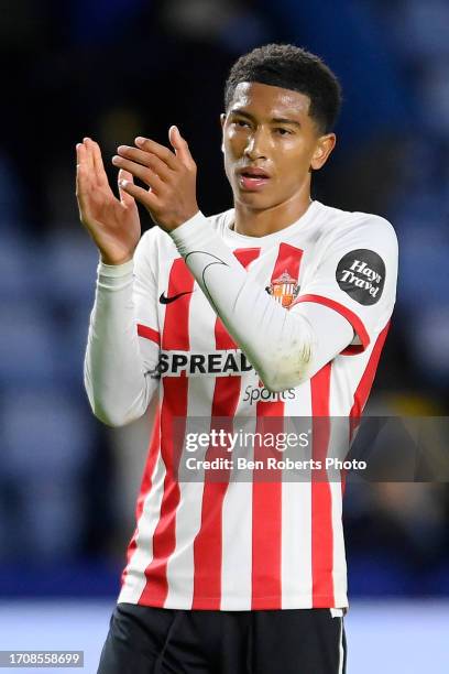 Jobe Bellingham of Sunderland applauds the travelling fans after the Sky Bet Championship match between Sheffield Wednesday and Sunderland at...