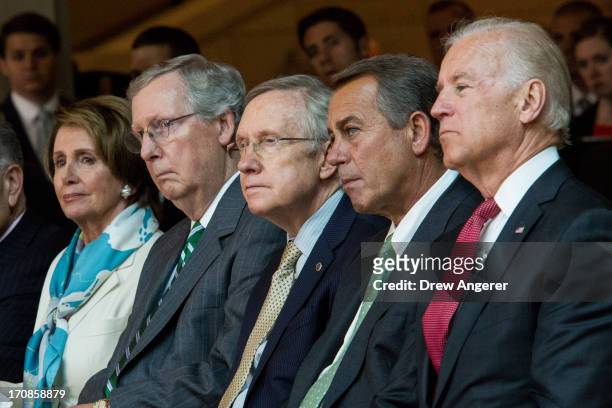 House Minority Leader Nancy Pelosi , Senate Minority Leader Mitch McConnell , Senate Majority Leader Harry Reid , Speaker of the House John Boehner ,...