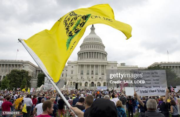 Demonstrators with the Tea Party protest the Internal Revenue Service targeting of the Tea Party and similar groups during a rally called "Audit the...