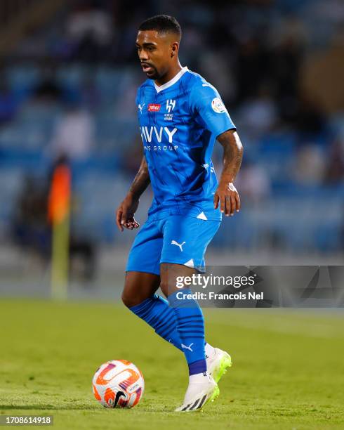 Malcom of Al Hilal in action during the Saudi Pro League match between Al Hilal and Al Shabab at Prince Faisal Bin Fahad on September 29, 2023 in...