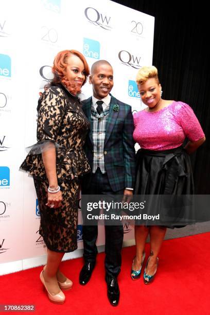 Singers Karen Clark-Sheard, Donald Lawrence and Kierra Sheard, poses for photos during red carpet for gospel superstar Donald Lawrence's 20 Year...